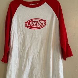 LIVE105 Not So Silent Night Red & White Raglan Baseball Tee